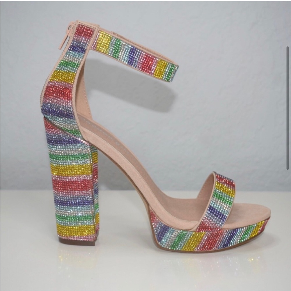 Madden Girl Siren-R Heels 7.5 Multi Rhinestone